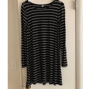 Long Sleeve Black Striped Dress